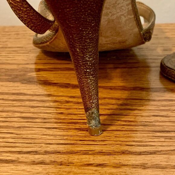 Manolo Blahnik Copper Gold 2000s y2k Strappy heels 36 Sandal Stiletto Carrie - Picture 12 of 16